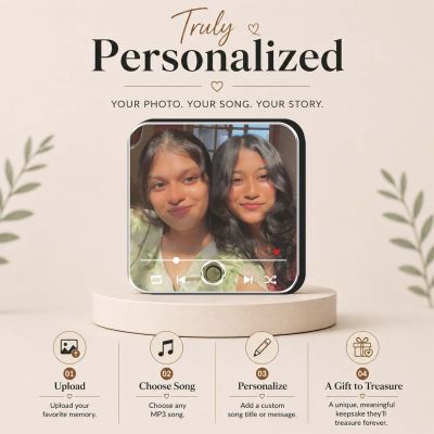 Personalized Gift for Best Friends  Custom Musical Fridge Magnet with Photo & Any Song Birthday Gift for Bestie & Friendship Day Gift for Female Friend Long Distance Gift